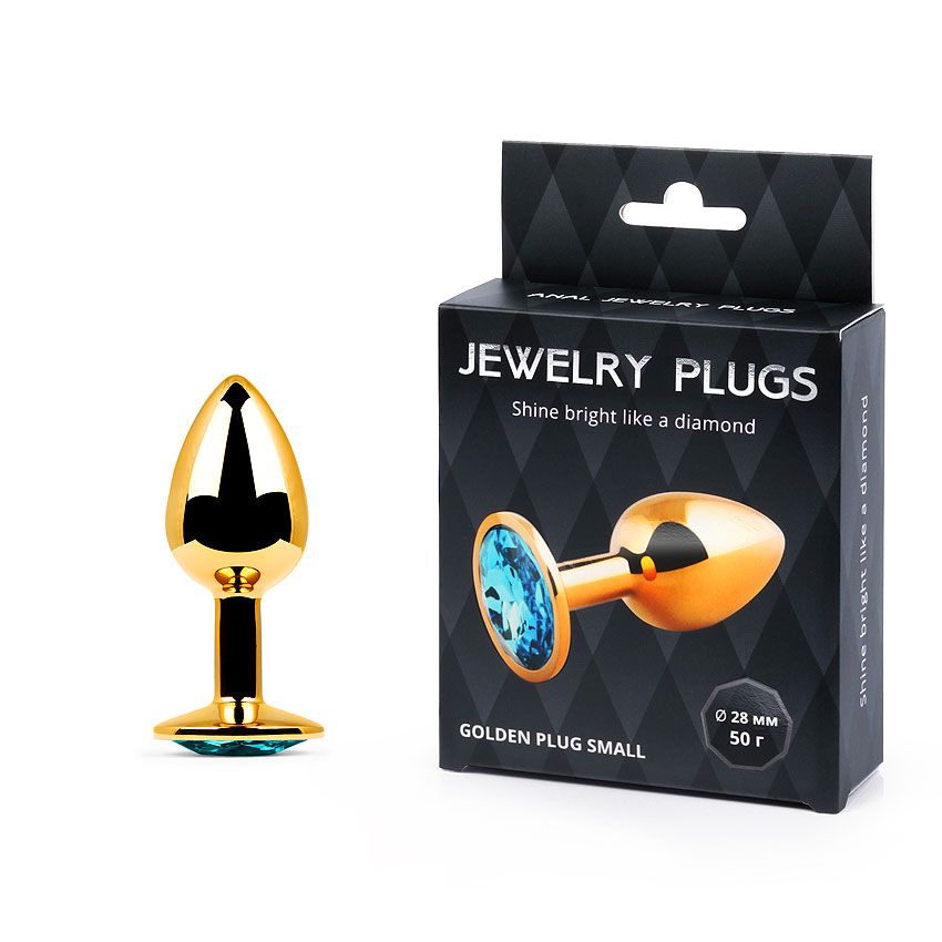 GOLDEN PLUG SMALL (втулка анальная) цвет кристалла голубой, L 72 мм, D 28 мм, ве арт. GS-05