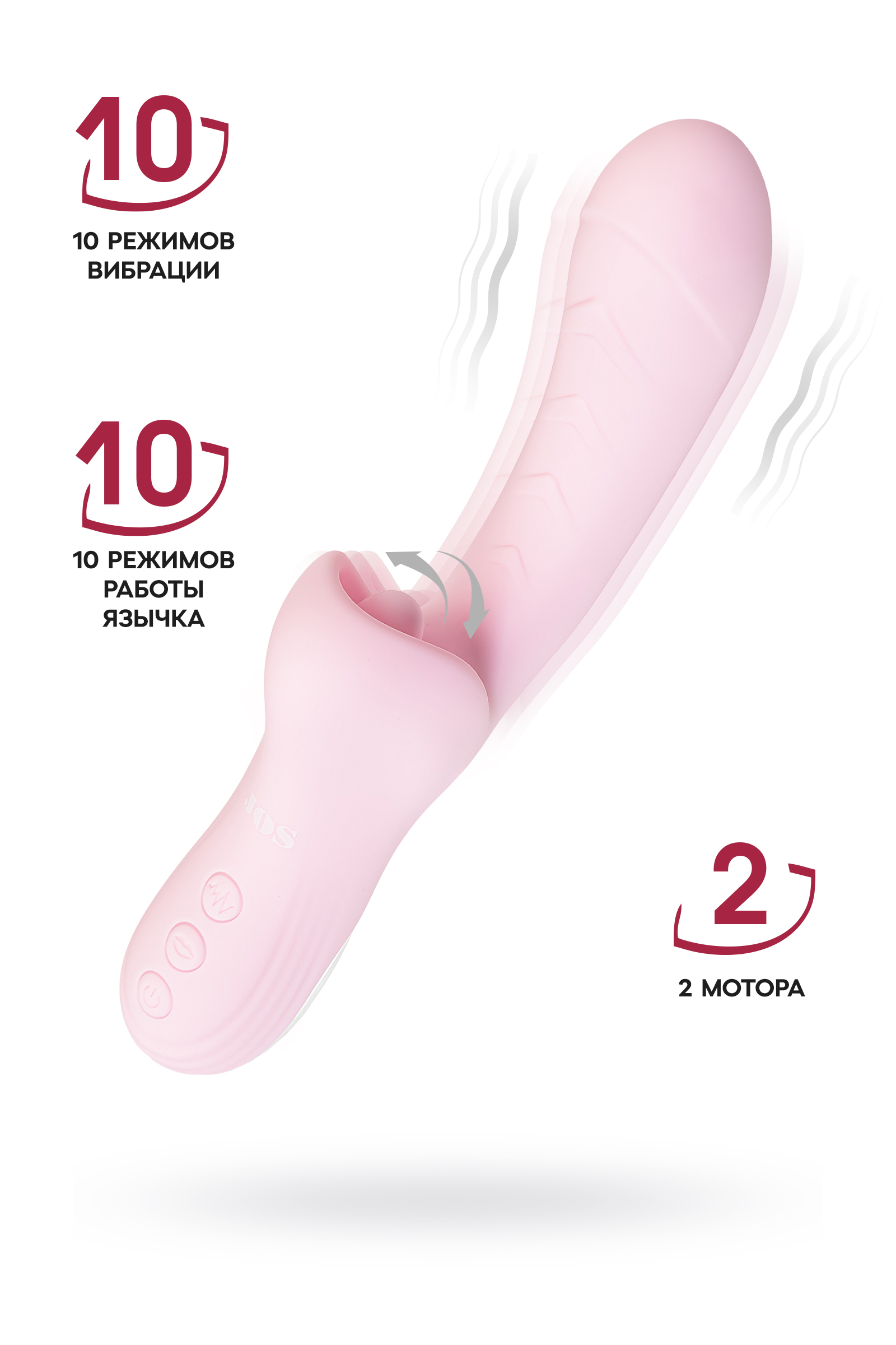 Виброкролик с ласкающим язычком JOS Orali, силикон, розовый, 22 см арт. 783056