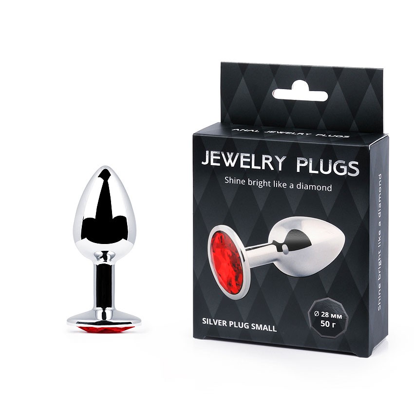 SILVER PLUG SMALL (металл.) цвет кристалла красный, L-74 mm, D-30 mm, арт. SS-16 арт. SS-16