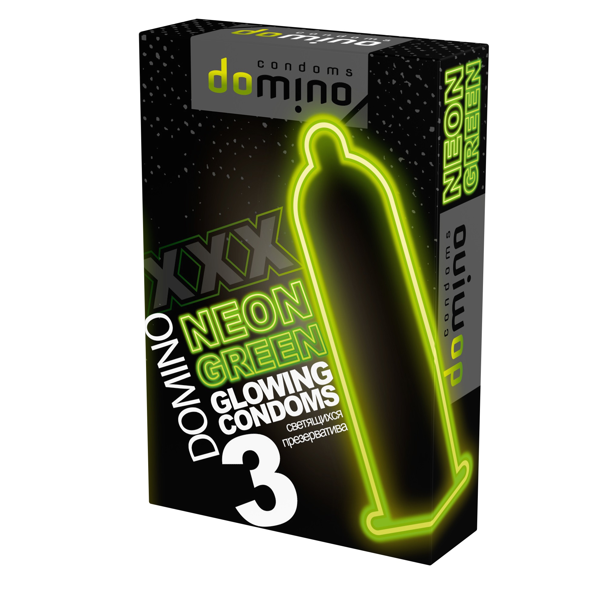 ПРЕЗЕРВАТИВЫ DOMINO NEON GREEN светящиеся 3штуки арт. NEON GREEN