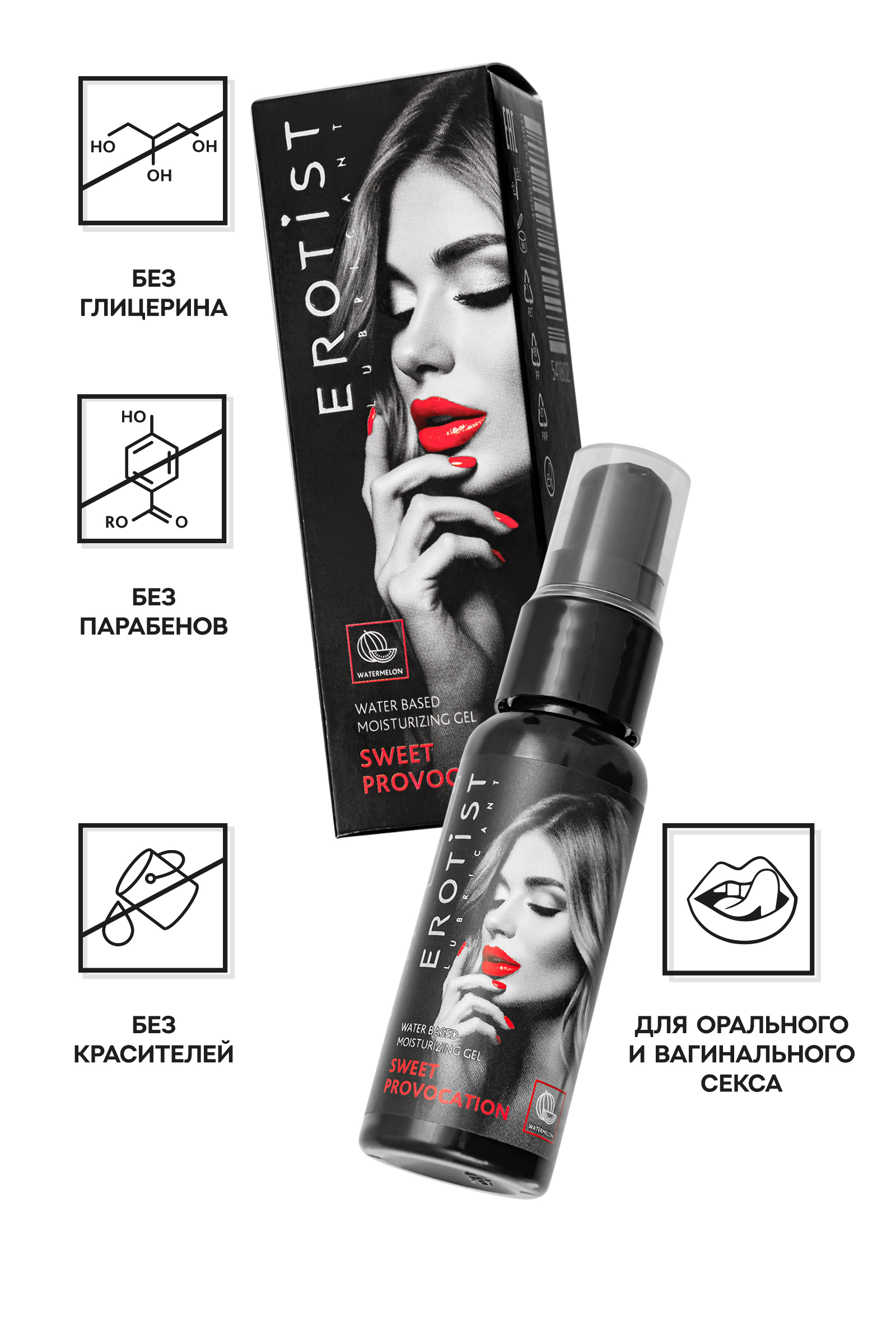 Съедобный гель Erotist SWEET PROVOCATION: WATERMELON (Сладкая провокация со вкусом АРБУЗА), 30мл арт. 541802