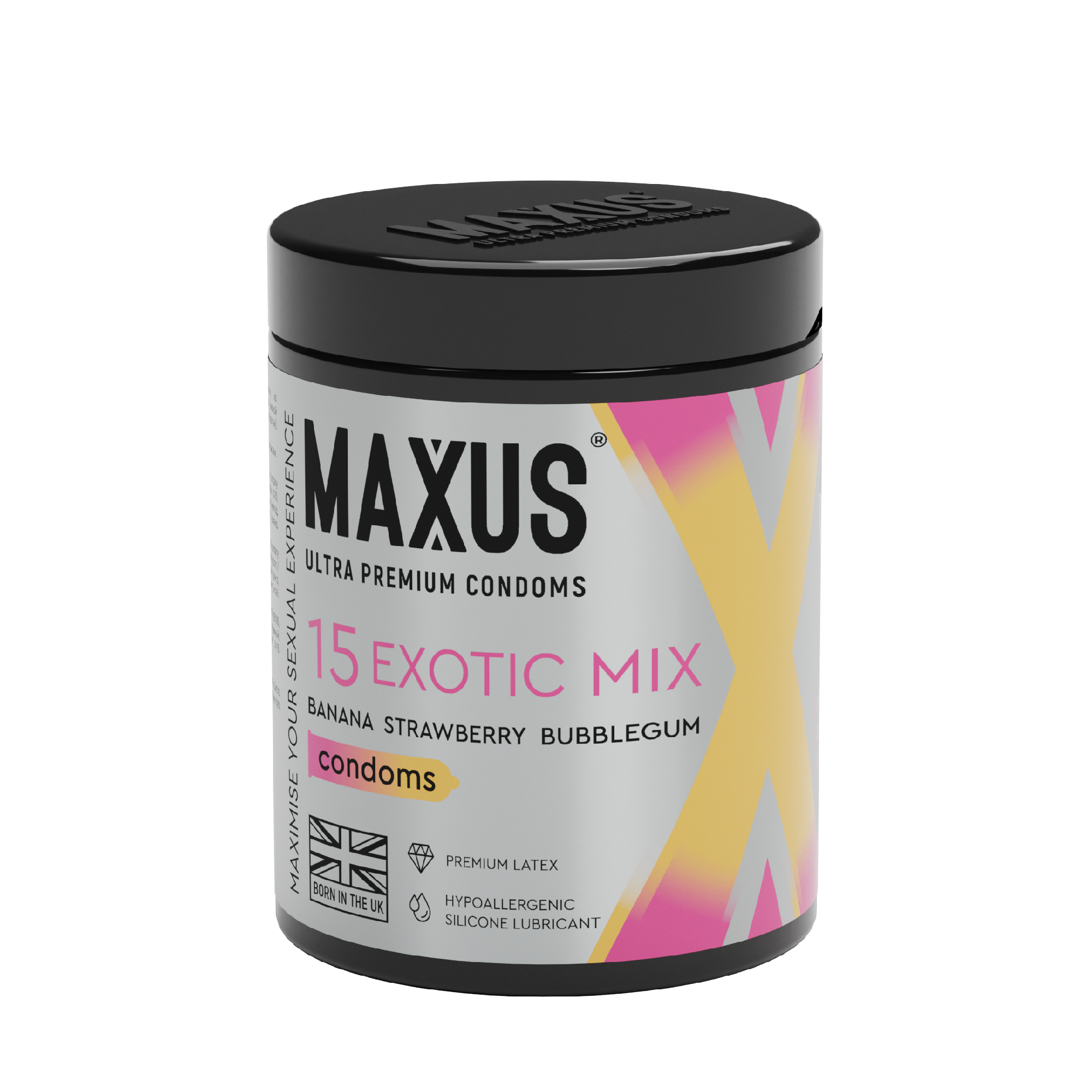 ПРЕЗЕРВАТИВЫ MAXUS EXOTIC MIX № 15 X-EDITION (гладкие, цветные, ароматизированные) в кейсе арт. 0901-080