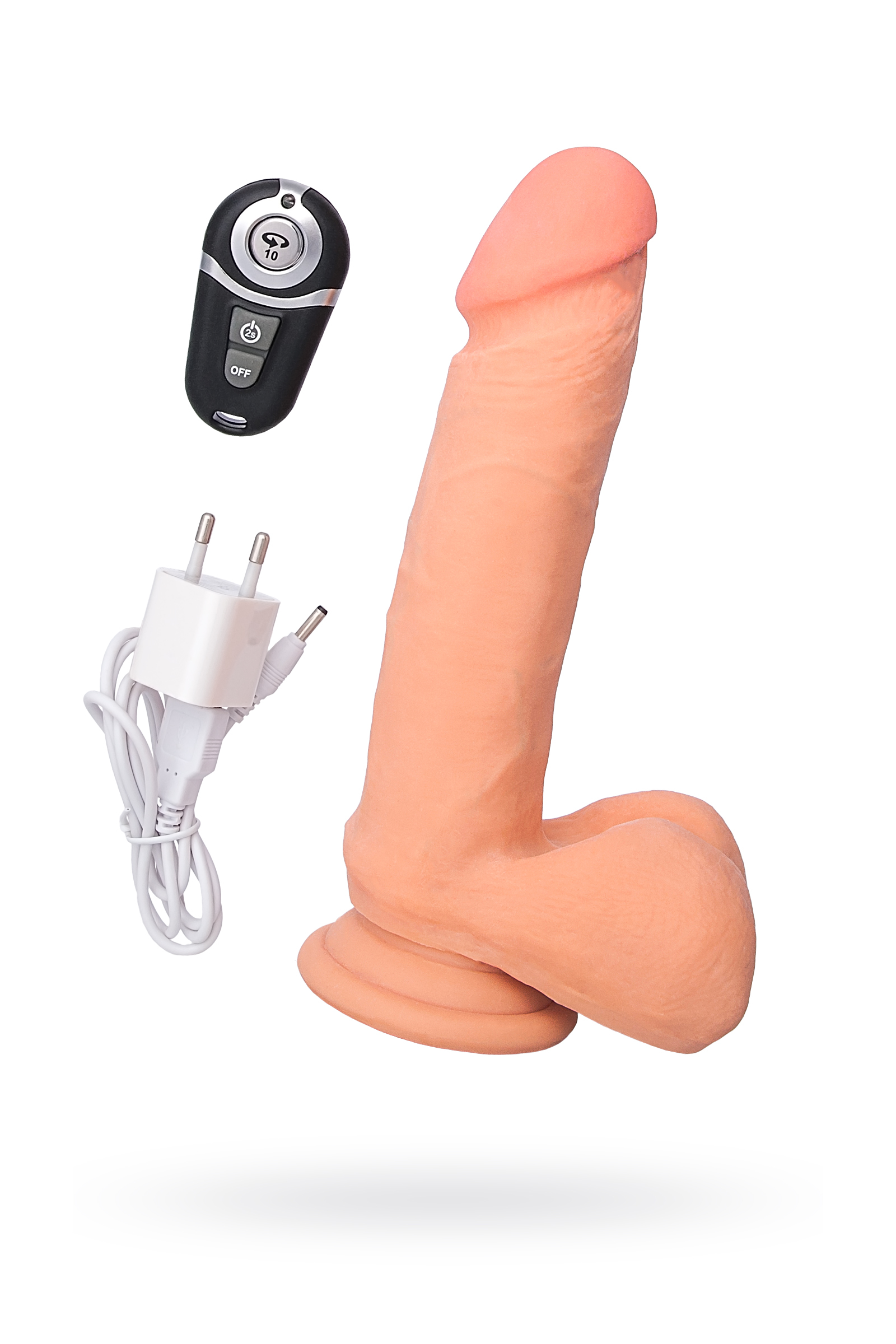 Вибратор с пультом ДУ TOYFA RealStick Elite Vibro, TPR, телесный, 10 режимов вибрации, 20 см арт. 987002