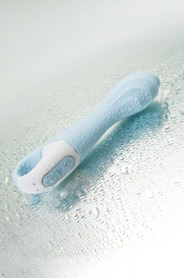 Нереалистичный вибратор Satisfyer Air Pump Vibrator 5, силикон, голубой,  см. арт. J2018-252
