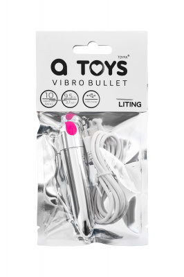 Вибропуля A-Toys by TOYFA LITING, 10 режимов вибрации, АБС-пластик, серебристый, 9,5 см арт. 761065