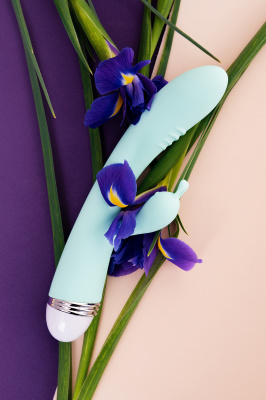 Вибратор с клиторальным стимулятором Flovetta by Toyfa Iris, силикон, голубой, 22 см арт. 457702