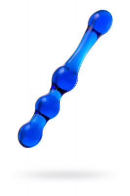 Двусторонний фаллоимитатор Sexus Glass, стекло, синий, 20,5 см арт. 912151