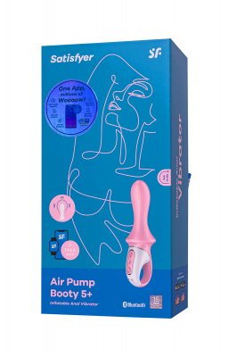 Нереалистичный вибратор Satisfyer Air Pump Booty 5, силикон, розовый, 15 см. арт. J2018-265