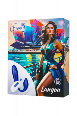 Вибратор для пар L`Eroina APP LANGOU  с управлением от приложения и пульта, силикон, синий, 16,5 см арт. 565002