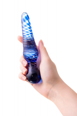 Двусторонний фаллоимитатор Sexus Glass, стекло, синий, 17 см арт. 912150