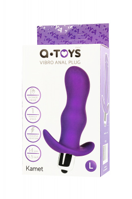 Анальная пробка с вибрацией A-Toys by TOYFA размера L, влагостойкая, силикон, фиолетовая, 14 см, Ø 3