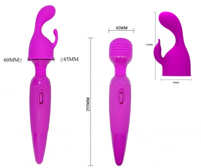 Вибромассажёр POWER WAND L 255 мм D 42 мм + насадка DARREN L 255 мм D 50 мм арт. арт. BI-014367 (с насадкой) №2