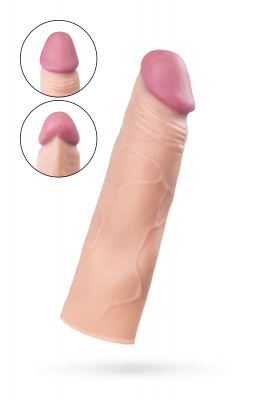 Насадка на пенис TOYFA A-Toys, SoftSkin, телесный, 16,5 см арт. 863006
