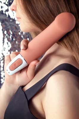 Нереалистичный вибратор Satisfyer Vibes Master, силикон, бежевый, 23,5 см. арт. EE73-862-1017