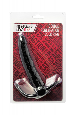 Насадка на пенис для двойного проникновения Black&Red by TOYFA , силикон, чёрный, 16,5 см арт. 901414-5