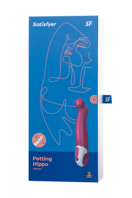 Нереалистичный вибратор Satisfyer Vibes Petting Hippo, силикон, красный, 22,9 см. арт. EE73-874-1017