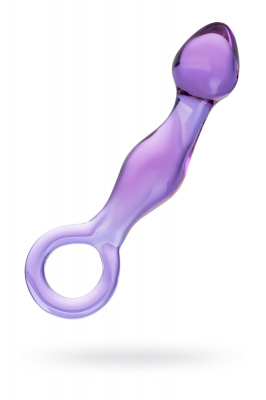 Анальный фаллоимитатор Sexus Glass с кольцом, стекло, сиреневый, 12,5 см арт. 912246