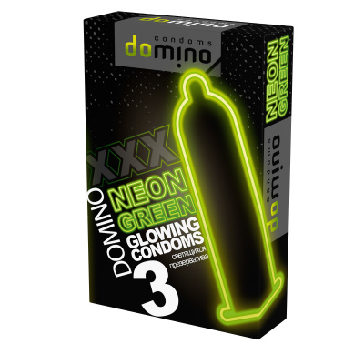 ПРЕЗЕРВАТИВЫ DOMINO NEON GREEN светящиеся 3штуки арт. NEON GREEN