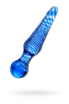 Двусторонний фаллоимитатор Sexus Glass, стекло, синий, 17 см арт. 912150