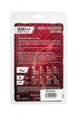 Насадка на пенис для двойного проникновения Black&Red by TOYFA , силикон, чёрный, 16,5 см арт. 901414-5