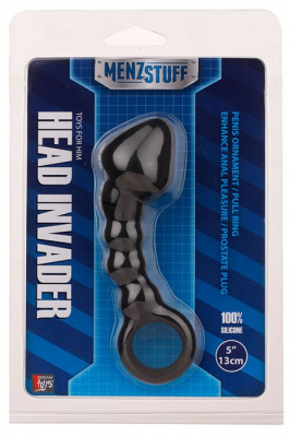 Фаллоимитатор с кольцом черный MENZSTUFF HEAD INVADER BLACK 9 см. арт. 20717