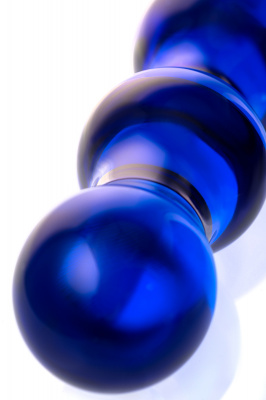 Двусторонний фаллоимитатор Sexus Glass, стекло, синий, 20,5 см арт. 912151