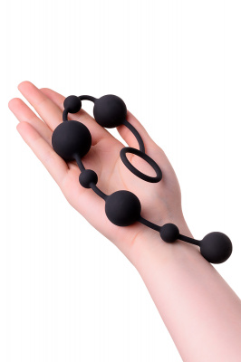 Анальная цепочка Toyfa A-toys Coron, силикон, черный, 35,9см арт. 761306