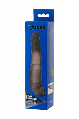 Насадка Toyfa XLover, для увеличения размера, TPE, черная прозрачная, 22.5 см арт. 748034
