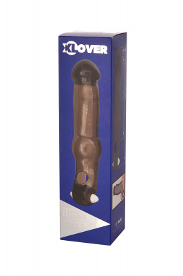 Насадка ToyFa XLover, для увеличения размера с вибрацией,TPE, черная прозрачная, 19,4 см арт. 748028