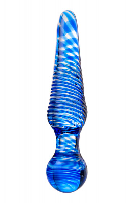 Двусторонний фаллоимитатор Sexus Glass, стекло, синий, 17 см арт. 912150