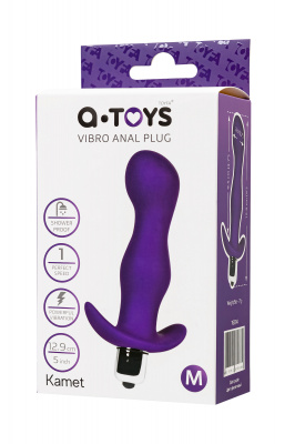 Анальная пробка с вибрацией A-Toys by TOYFA размера M, влагостойкая, силикон, фиолетовая, 12,9 см, Ø