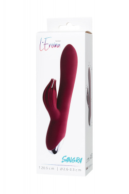 Вибратор с клиторальным стимулятором L'EROINA by TOYFA Sangra, силикон, бордовый, 20,5 см арт. 561025