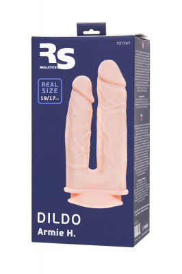Фаллоимитатор для двойного проникновения RealStick Silicone Armie H, сайлекспан, телесный, 19 см арт. 9420014