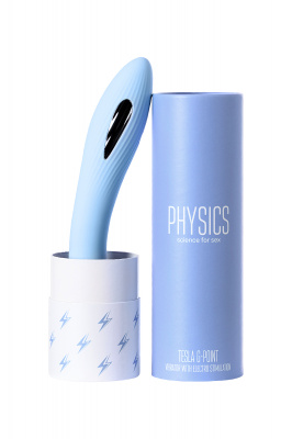 Вибратор с электростимуляцией PHYSICS TESLA G-POINT, силикон, голубой, 21 см арт. 796004