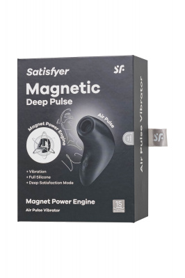 Вакуум-волновой стимулятор клитора Satisfyer Magnetic Deep Pulse, силикон, черный, 11,6 см арт. J2018-149-3