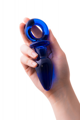 Анальная втулка Sexus Glass, стекло, синяя, 14 см, Ø 3,5 см арт. 912252
