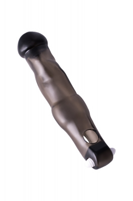 Насадка ToyFa XLover, для увеличения размера с вибрацией,TPE, черная прозрачная, 19,4 см арт. 748028