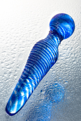 Двусторонний фаллоимитатор Sexus Glass, стекло, синий, 17 см арт. 912150