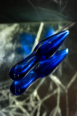 Двусторонний фаллоимитатор Sexus Glass, стекло, синий, 17,5 см арт. 912190
