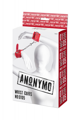 Наручники Anonymo #0105, PU кожа, красные, 27 см арт. 310105