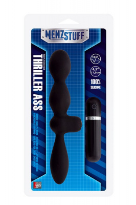 Вибровтулка анальная 11,5 см черная MENZSTUFF THRILLER ASS DUAL HEAD BLACK арт. 20917