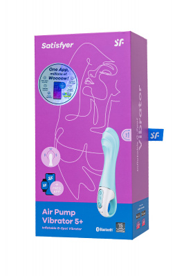 Нереалистичный вибратор Satisfyer Air Pump Vibrator 5, силикон, голубой,  см. арт. J2018-252