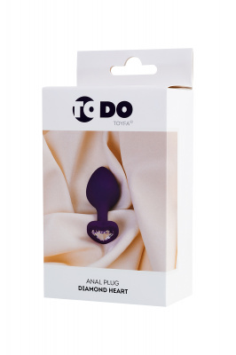 Анальная втулка ToDo by Toyfa Diamond Heart, водонепроницаемая, силикон, фиолетовая, 8 см, Ø 3 см арт. 357026