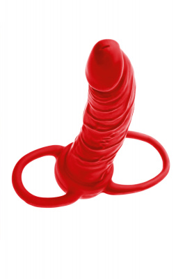 Насадка на пенис для двойного проникновения Black&Red by TOYFA , силикон, красный, 16,5 см арт. 901414-9