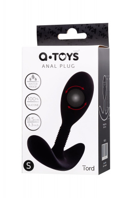 Анальная втулка A-Toys by TOYFA Tord S, силикон, черная, 8,5 см арт. 761321