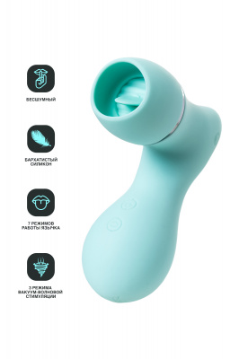 Вакуумный стимулятор клитора с язычком JOS DINGO, силикон, голубой, 9,5 см арт. 783028