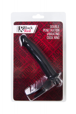 Насадка на пенис для двойного проникновения Black&Red by TOYFA, силикон, чёрная, 19 см арт. 901412-5