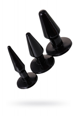 Набор втулок анальных Seven Creations, 3 шт, TPR, черные арт. 19-54BLK-BX