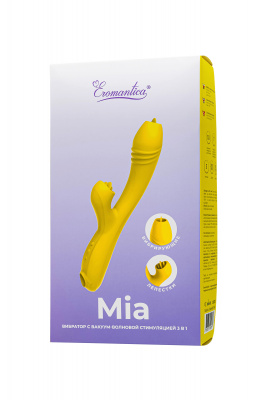 Вакуум-волновой стимулятор Eromantica Mia с вибрацией и язычками, силикон, желтый, 22 см арт. 210203