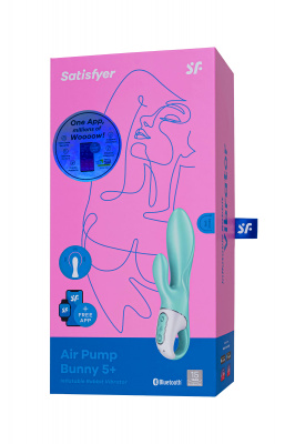 Нереалистичный вибратор Satisfyer Air Pump Bunny 5, силикон, зеленый, 15 см. арт. J2018-257
